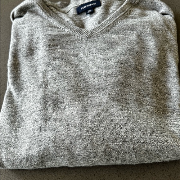 J. Crew Light Gray Cotton V-Neck Sweater XXL - Picture 5 of 9